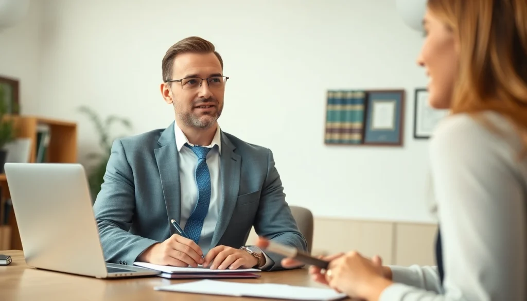 Discussing Fixed Fee Divorce options with a professional attorney in a modern office.