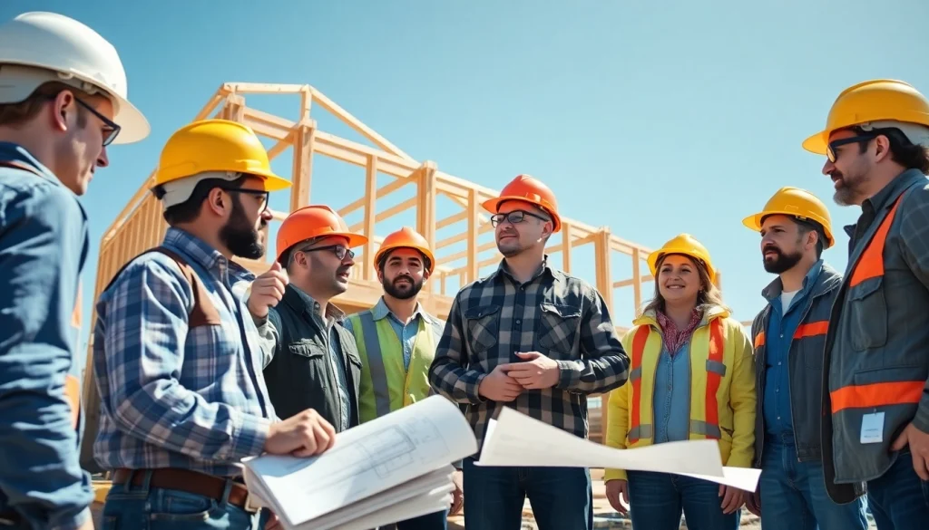 Construction association Wyoming professionals collaborating on a project at an active site.