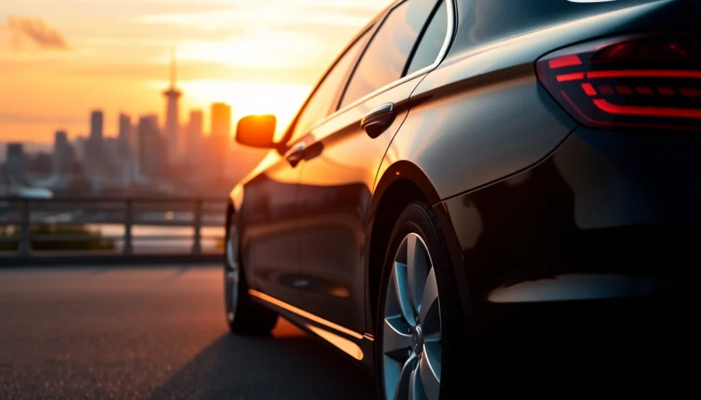 Experience reliable car service from Vancouver airport to downtown in a luxurious black sedan.