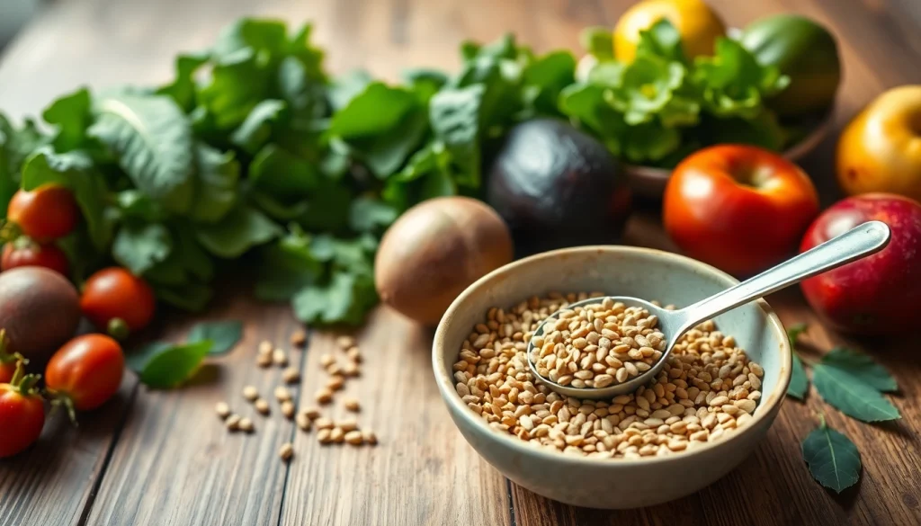 Discover natural appetite suppressant ingredients on a kitchen table with fresh vegetables and fruits.