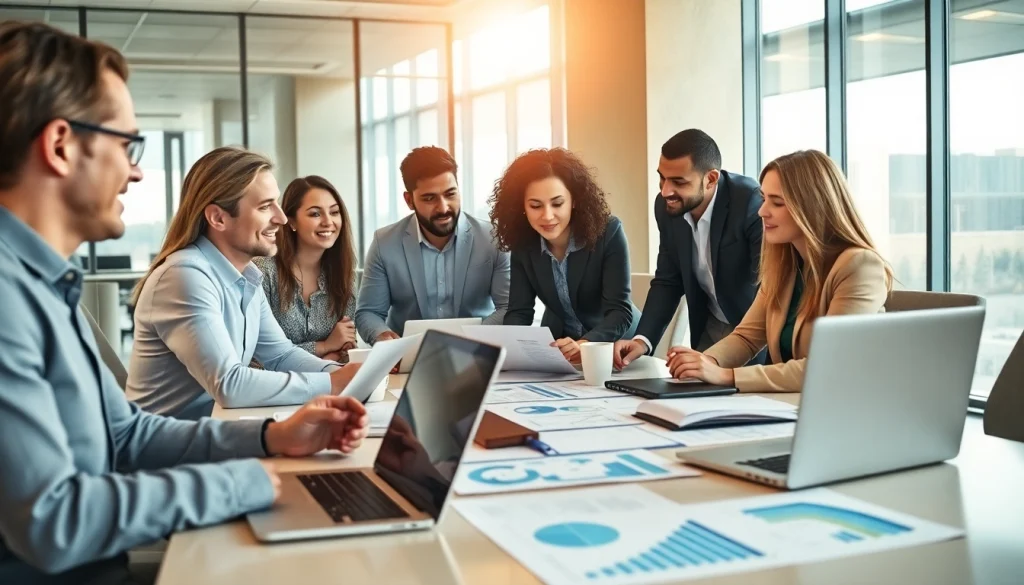 Accountants near me discussing financial strategies in a modern office environment.