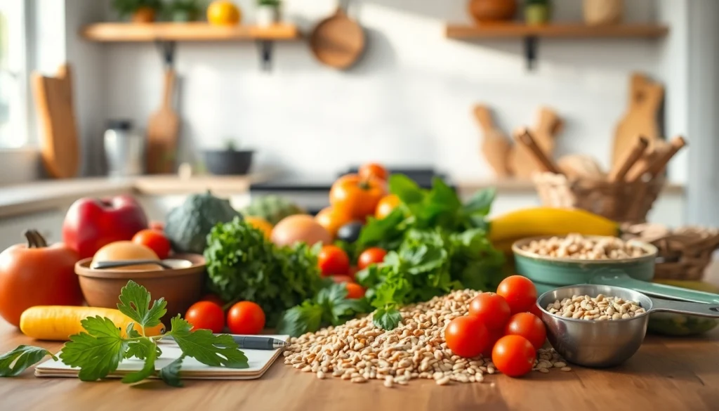 Explore natural appetite suppressant options showcased through fresh fruits and vegetables in a professional kitchen setting.