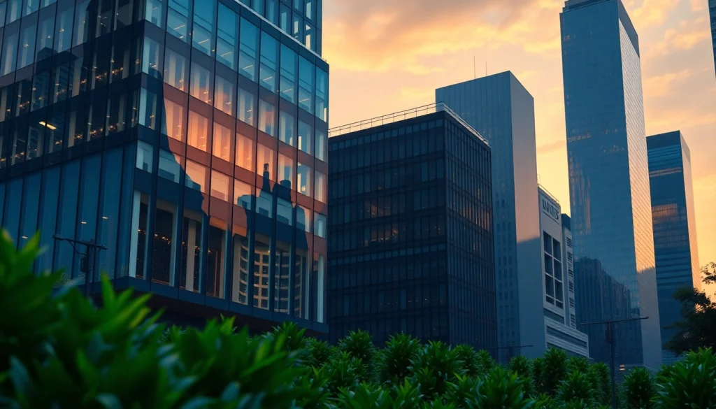 3d visualisierung von einem modernen, fotorealistischen Gebäude in einer urbanen Umgebung.