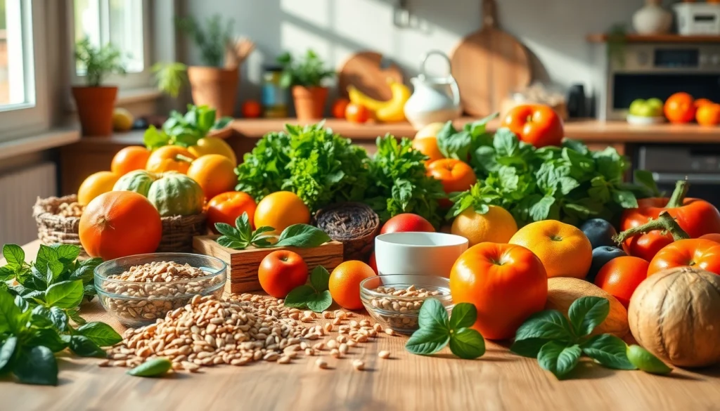 Compose vibrant foods known as natural appetite suppressant on a rustic kitchen table
